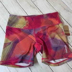 Reebok shorts size XS pink geometric NWT